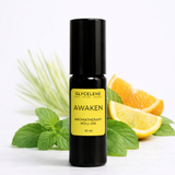 Glyceleene Awaken aromatherapy roll-on with citrus and mint elements on a white background small