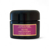 Black jar of Glycelene Rose Recovery Beauty Balm on a white background small